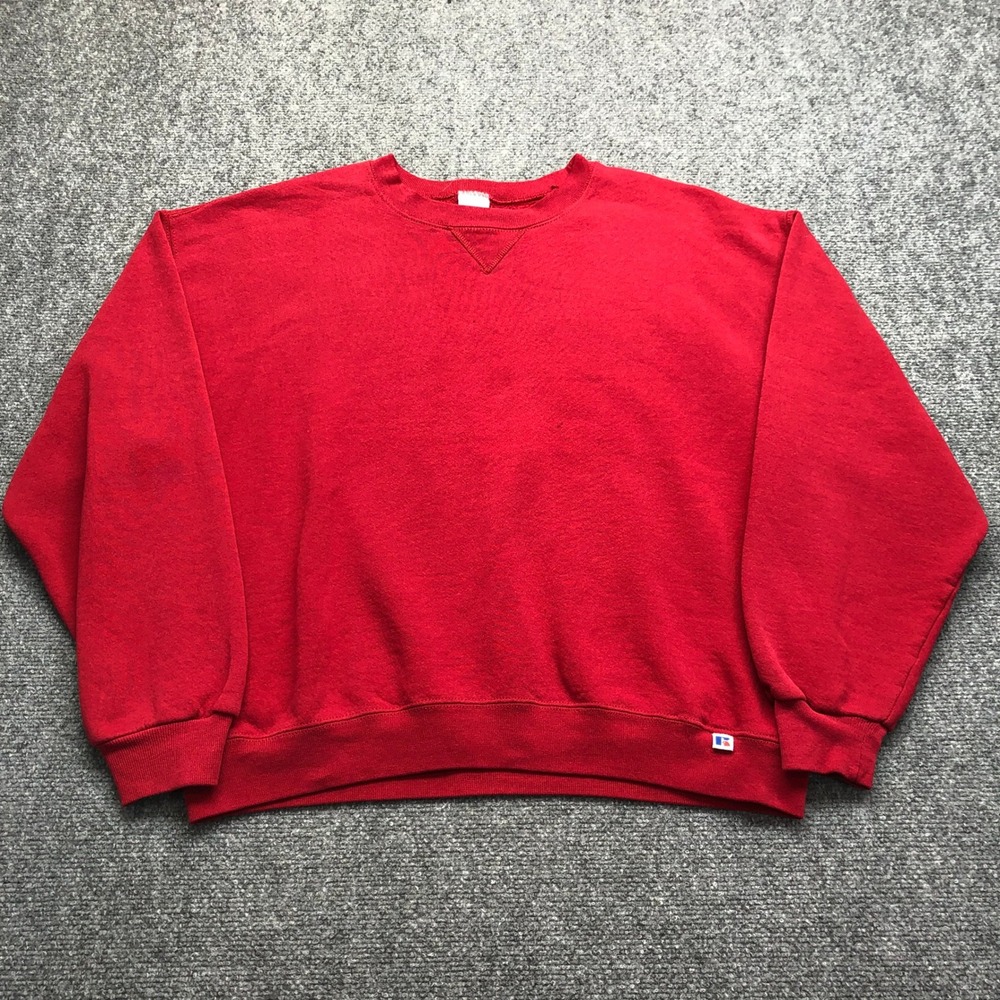 Vintage Russell Athletic Red Crewneck Sweatshirt Mens Large V-Stitch Pullover